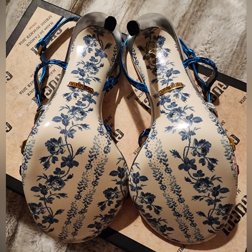 NIB Gucci Haines 105mm Sequin Sandal Heels 37 - Picture 8 of 16